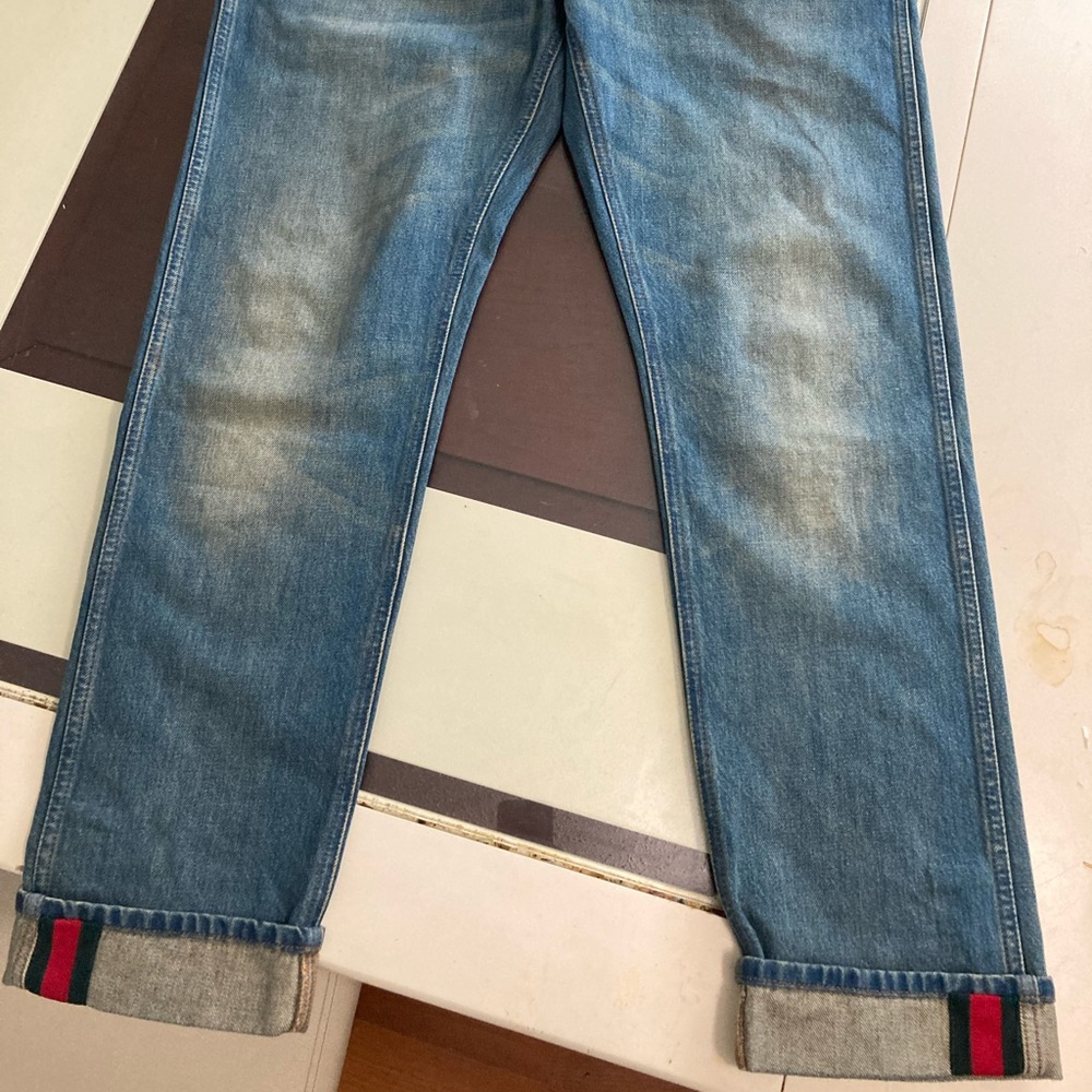 Gucci Tapered denim pant with Web size 36 Gucci size.